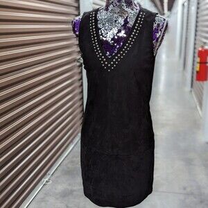 BB Dakota NWT Size XS Brayden Black Suede Dress with Silver Stud Embellishment